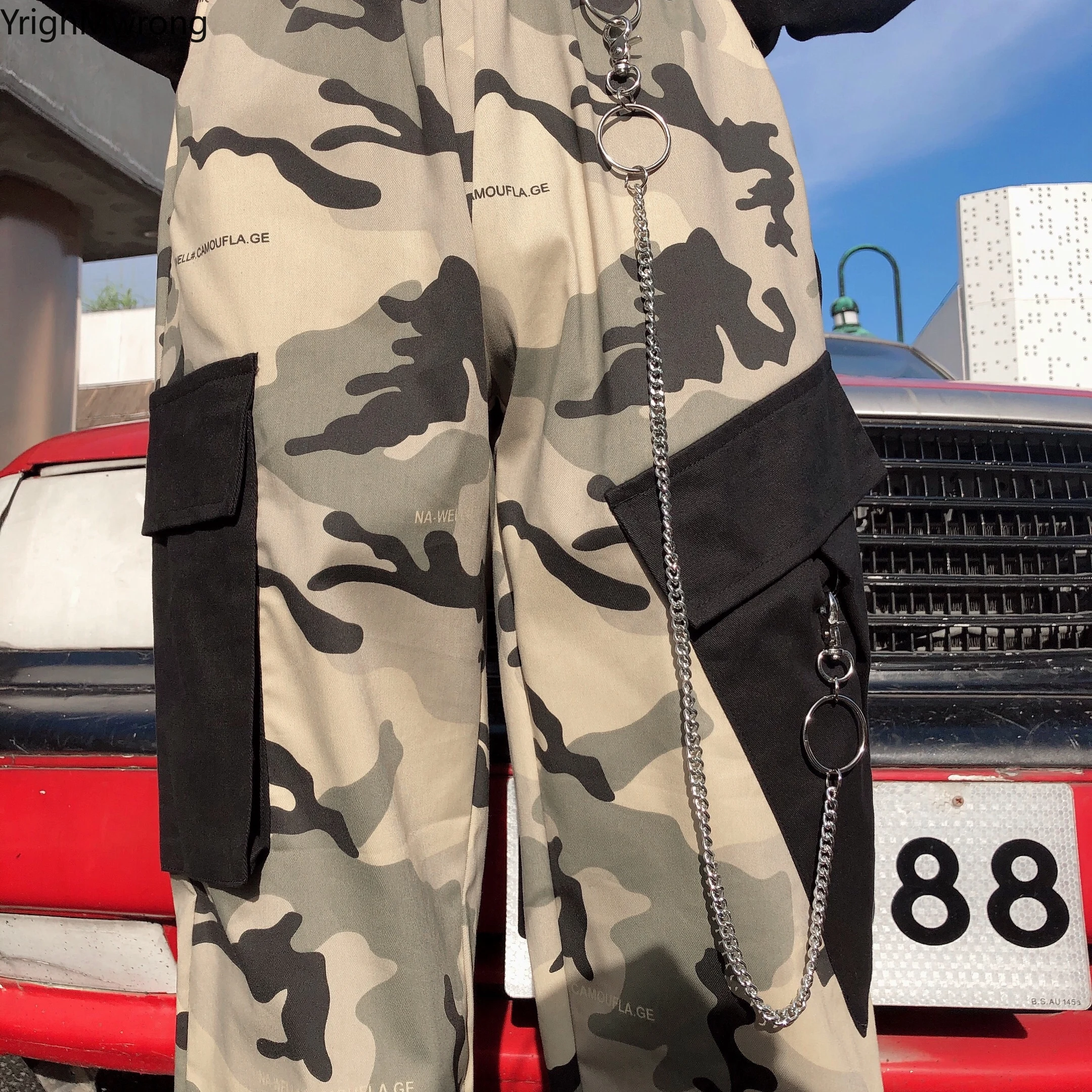 Камуфляжный хаки карго ремень с пряжкой и карманами джоггеры эластичным поясом