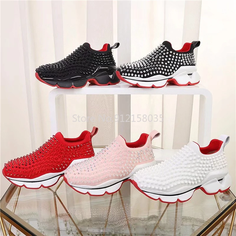 

Women Shoes Rivet Flats Lady Shoes Stretch Genuine Leather Sneakers Zapato Tenis De Seguridad Mujer Luxury Brand Spring Autumn