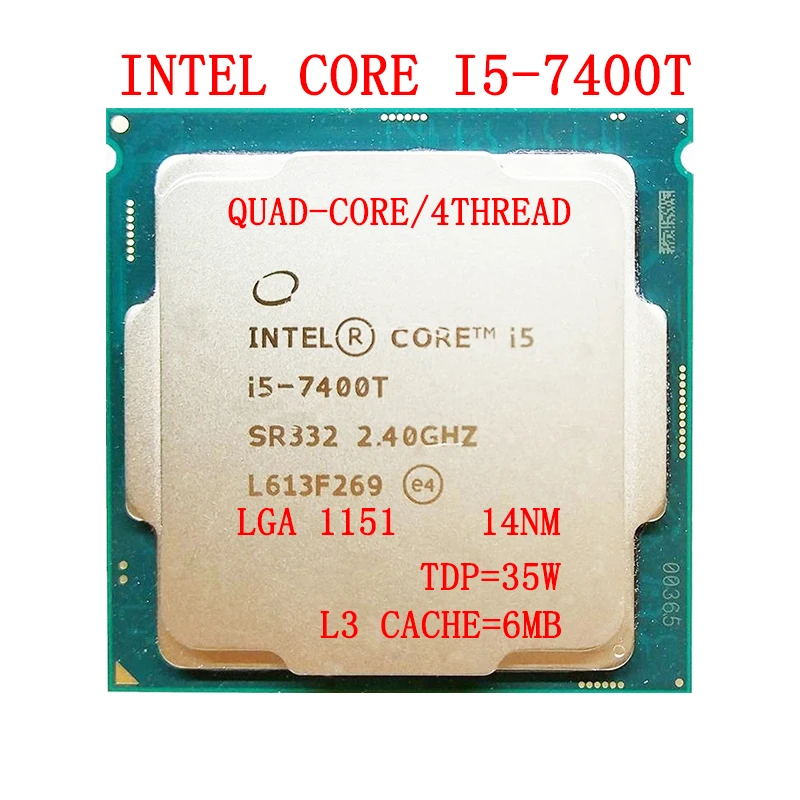 

Intel Core i5-7400T Processor i5 7400t 6M cache, 2.40 GHz,TDP 35W LGA 1151 Quad-Core Desktop CPU