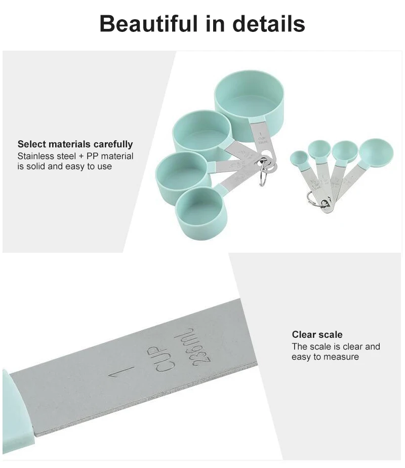 

8pcs Measuring Spoons Set Measuring Cups Set Tea Coffee Measuring Tools Liquid Flour Baking Cooking Kitchen Accessories