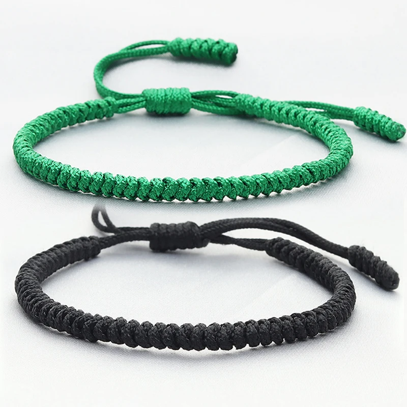 Винтажный Черный Браслет из веревки с узелками для женщин и мужчин тибетский