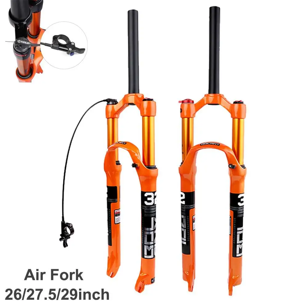 

Bike Fork Magnesium Alloy Air Pressure Lockable Front Fork Shoulder With Wire Control MTB Front 26/27.5/29er Bicycle Parts