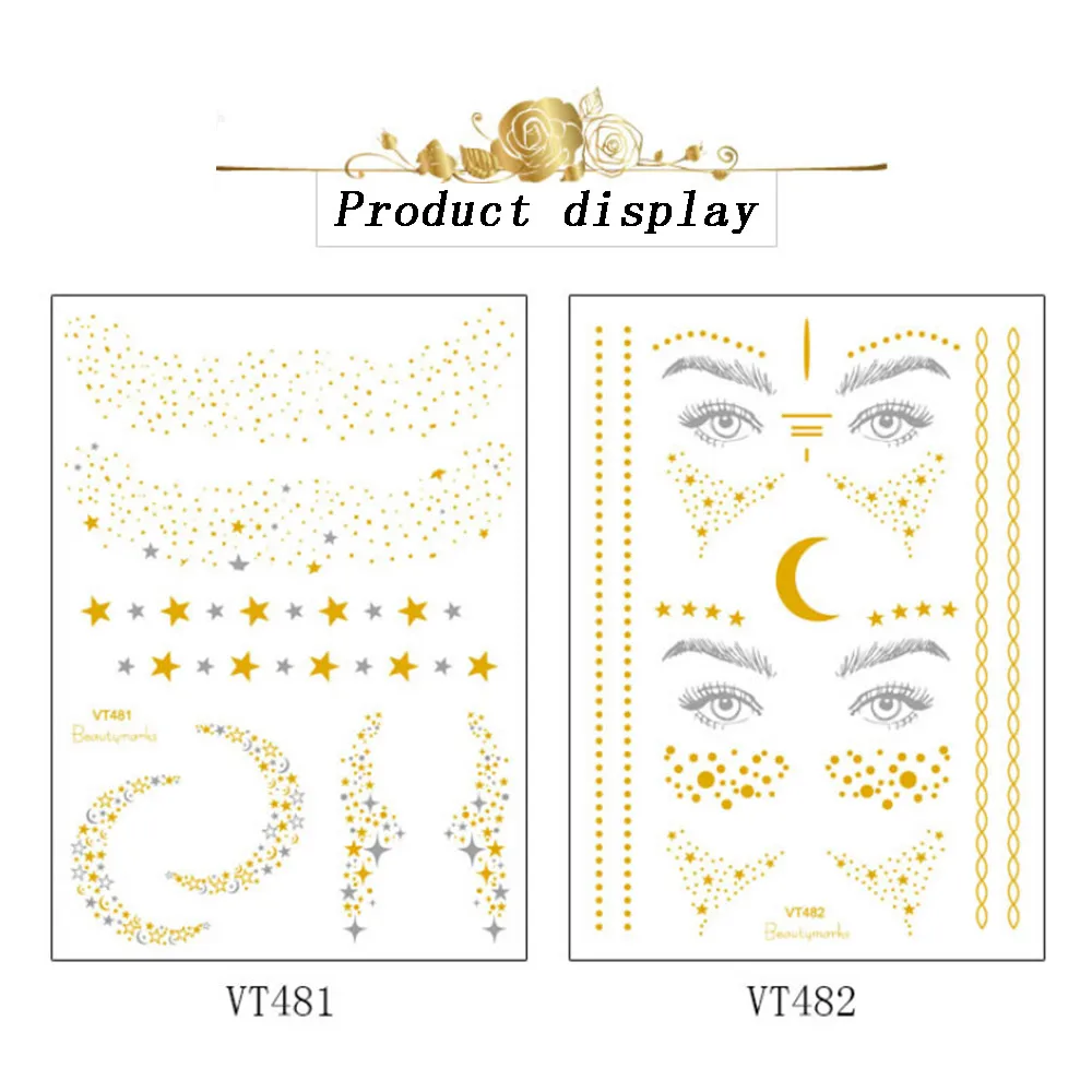 Temporary tattoo sticker Christmas Halloween Face Gold foil Foil Sticker Tattoo Stickers FakeTatouage 920 | Красота и здоровье