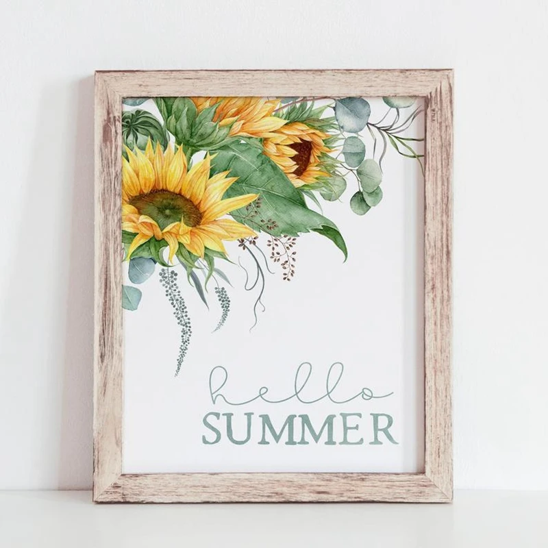 Настенная картина с надписью Hello Summer художественный декор в стиле фермерского