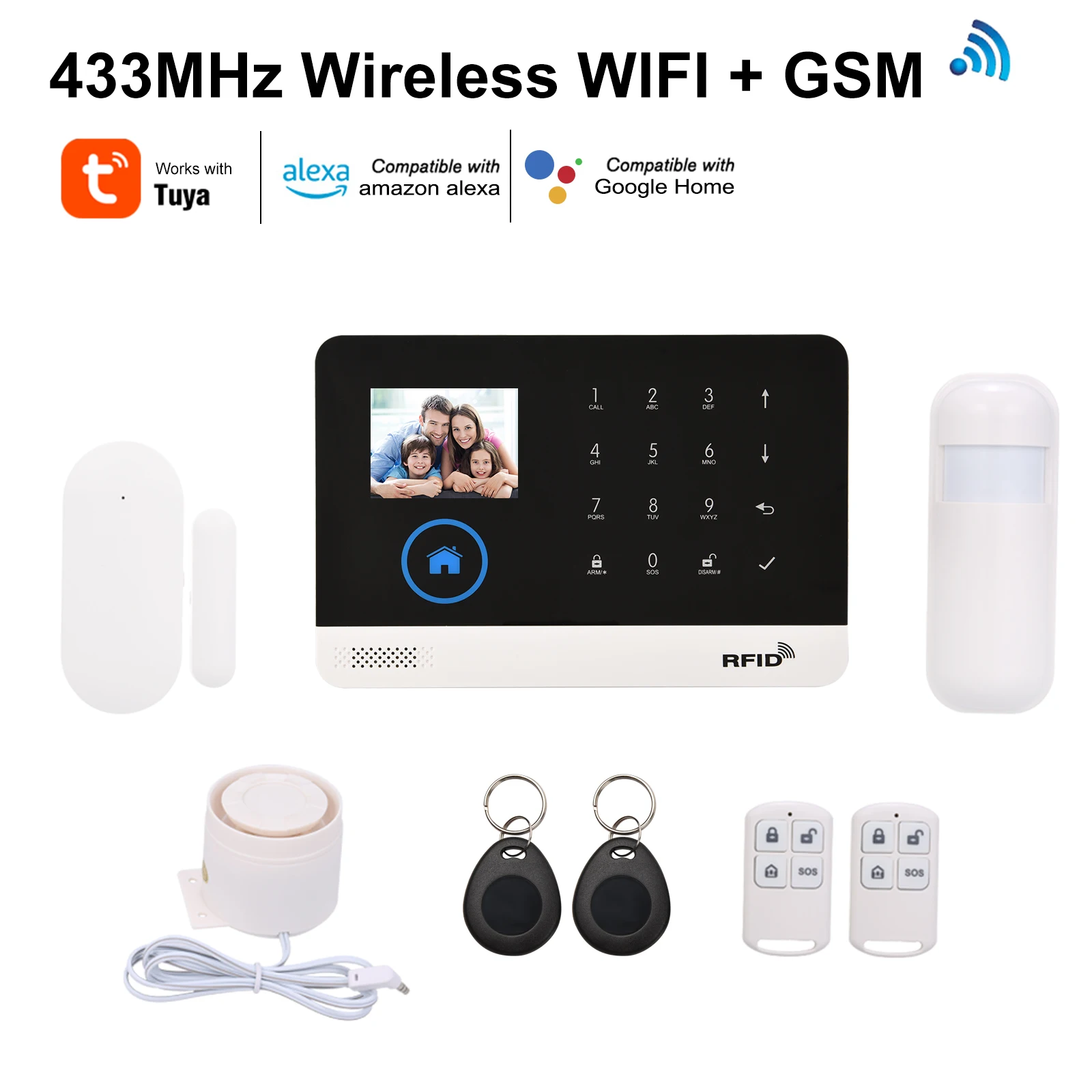 

Сигнализация Беспроводная с поддержкой Wi-Fi и GSM, 433 МГц