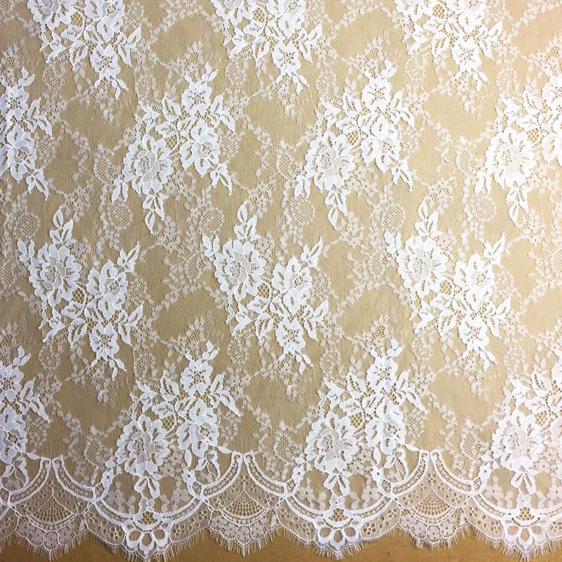 Factory Price French Chantilly Lace Fabric 150x300cm per Piece Eyelash Off white Lady Dress Making | Дом и сад
