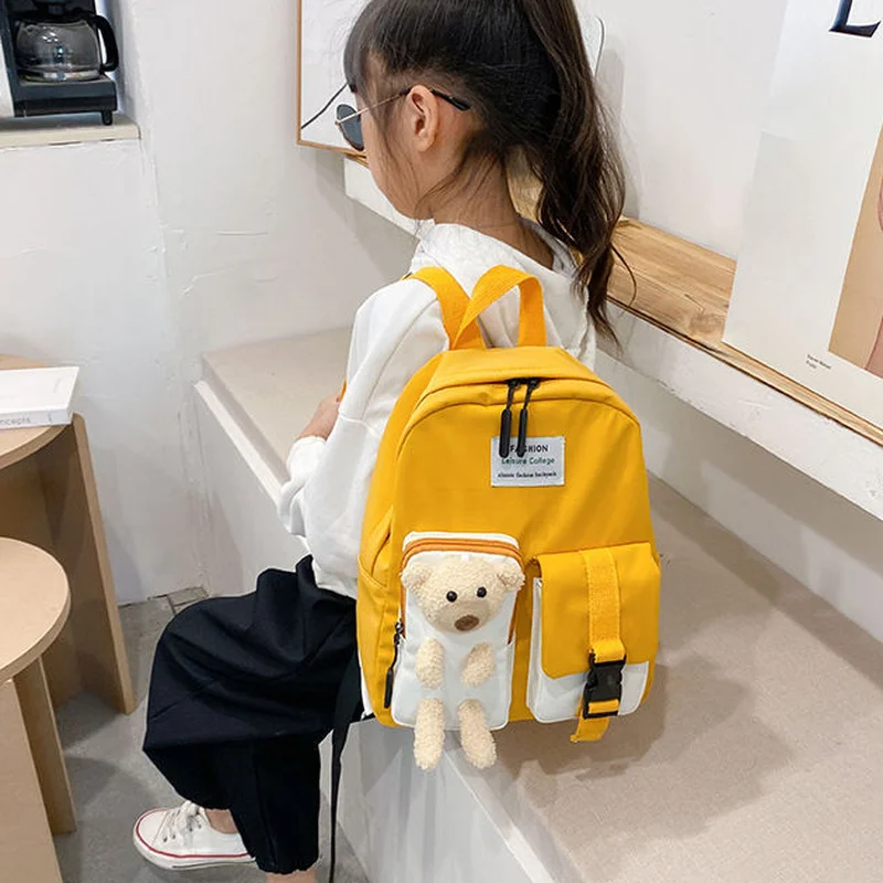 New Cotton Kids Kindergarten School Bags Children Backpacks Cartoon Student Schoolbag Cute Bear Backpack for Girls Boy Book Bags