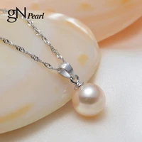 gn pearl 8 9mm natural freshwater round pearl pendants 925 sterling silver necklaces chain genuine pearl jewelry for women 2021
