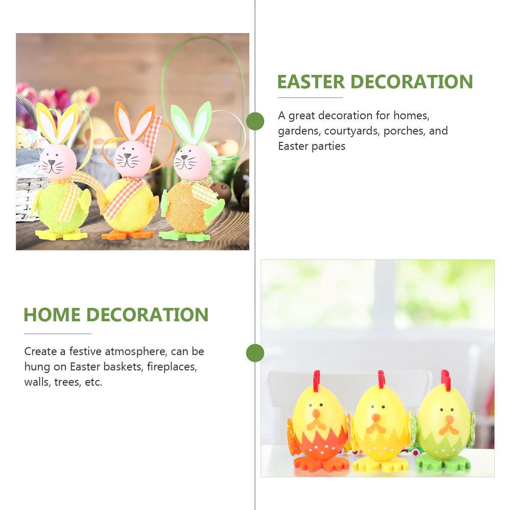 

6Pcs Easter Pendants Bunny Chick Shaped Decor Easter Party Supply (Random Color)