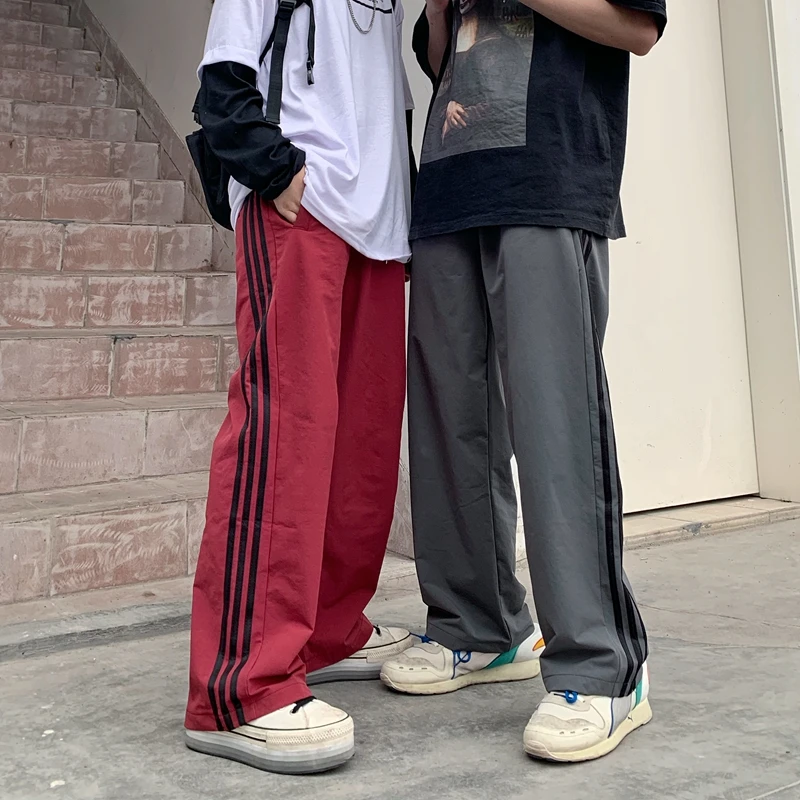 

GOOHOJIO 2020 New Classic Three Bars Long Trousers Men Hot Sale Vintage Pants Couple Harajuku All-match High Waist Pants for Men