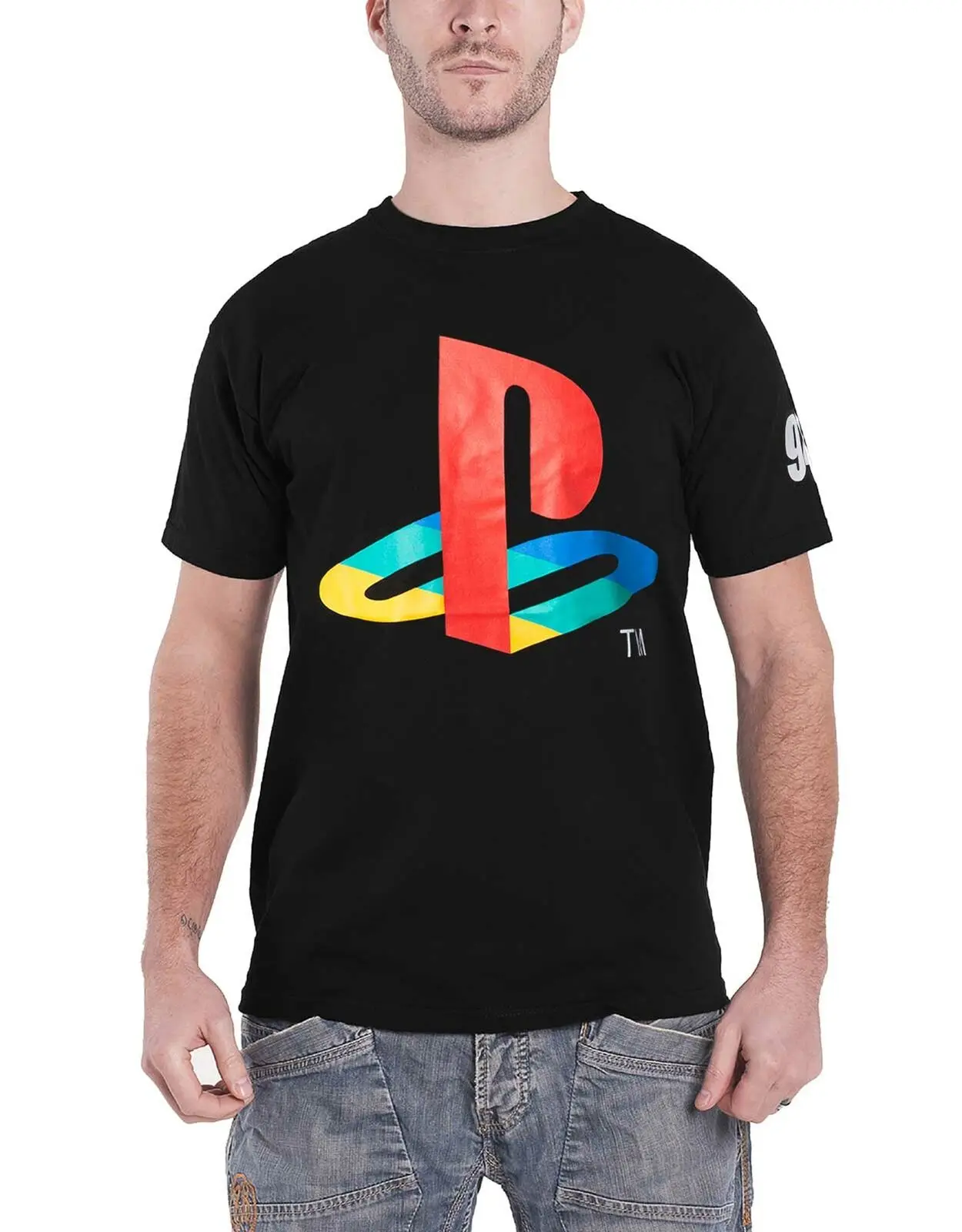 Playstation Футболка классический логотип и цвета Новые мужские черные | Мужская