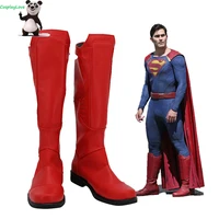 supergirl clark kent cosplay shoes newest custom made american movie red long boots for halloween