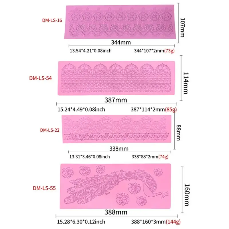 

4pcs/set Silicone Lace Flower Fondant Mold Sugarcraft Embossing Mould Mat DIY 4pcs/set Silicone Lace Flower Fondant Mold Sugar