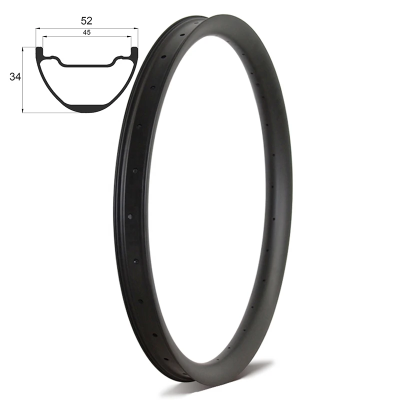 

27,5er 29er Углеродные горные велосипедные диски 52 мм ширина 34 мм Глубина XC AM тренировочное колесо для толстых велосипедов 650b UD матовый Mtb бескам...