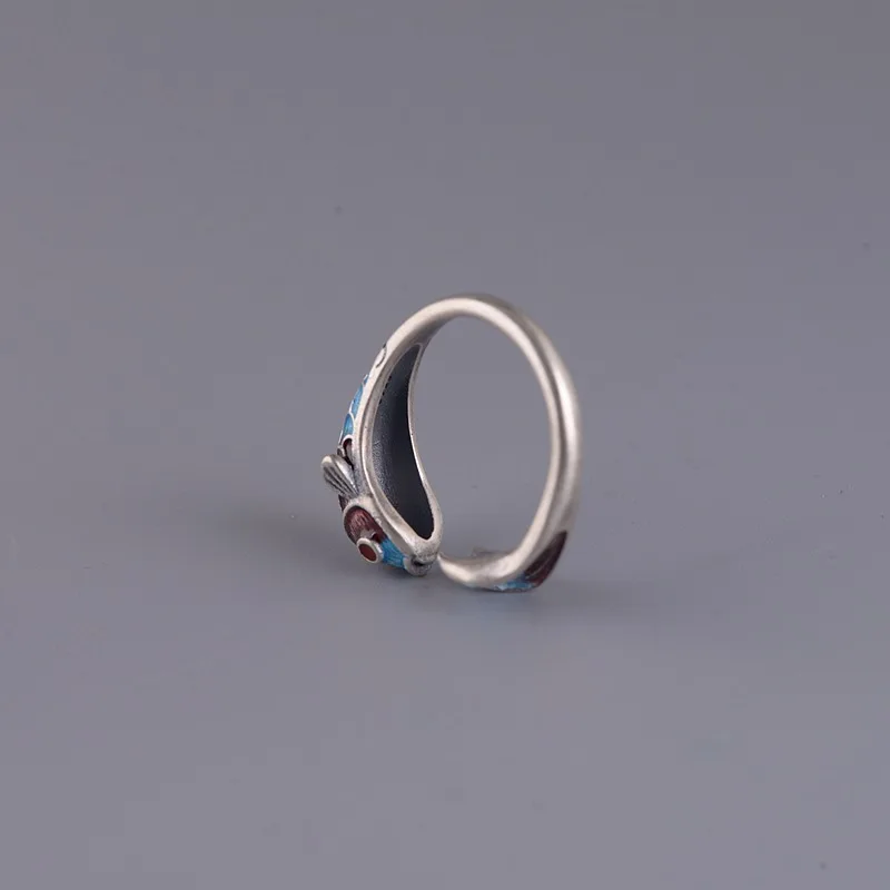 BALMORA 925 Sterling Silver cloisonné-style Carp Animal Open Rings for Women Lady Love Gift Fashion Ethnic Jewelry Anillos | Украшения и