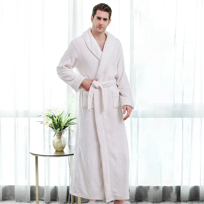 Утепленный фланелевый Халат для пар зимний банный халат с длинным рукавом