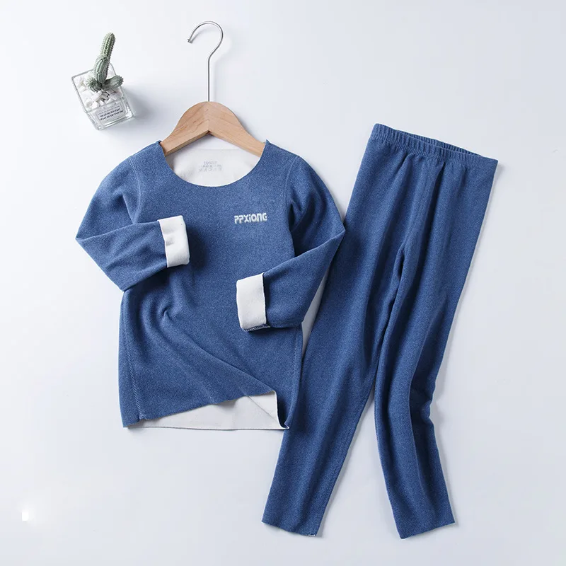 3-8 years old new seamless children's thermal underwear set for boys and girls AB face double-sided autumn clothes long trousers
