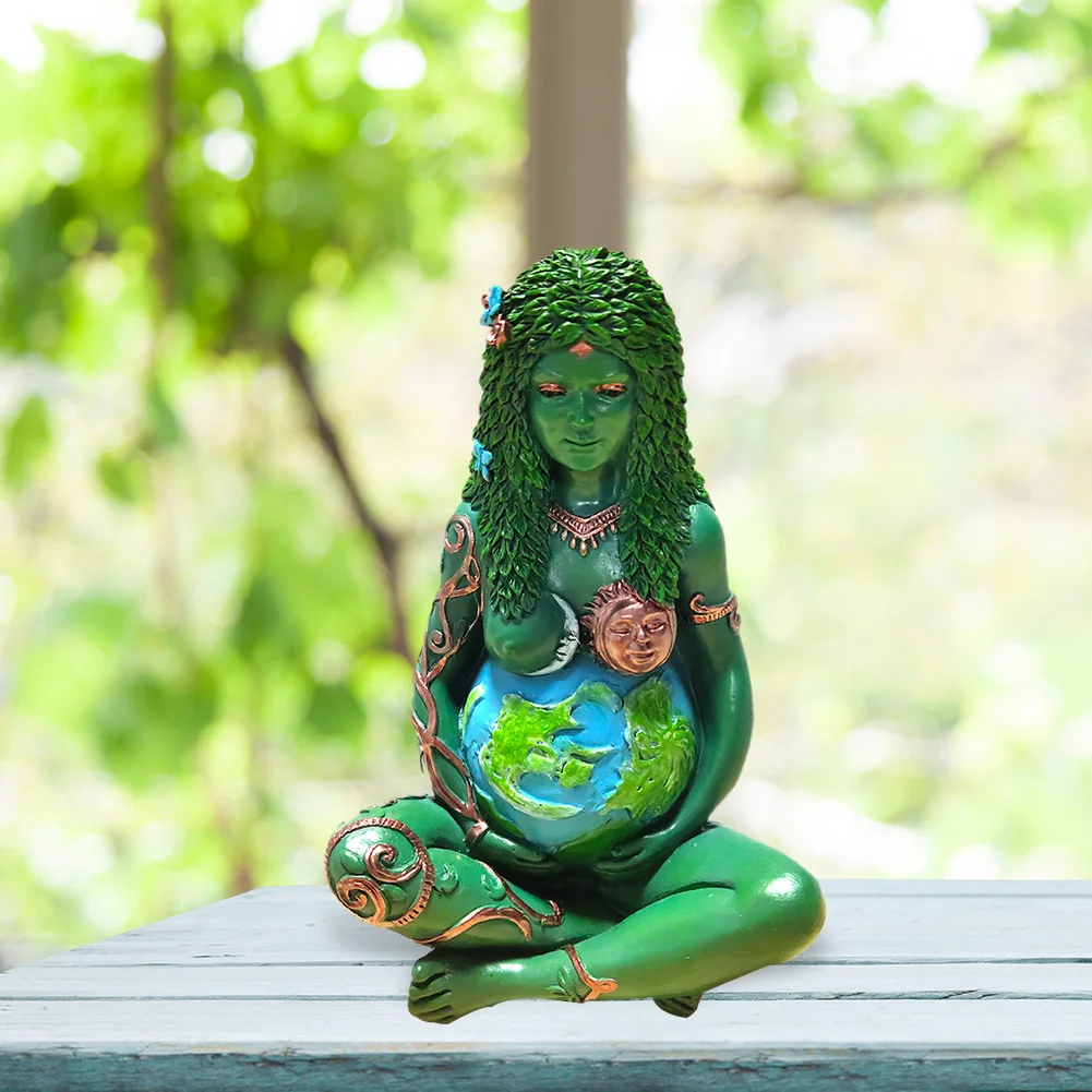 

Resin Mama Earth Goddess Statue Three Dimensional Art Figurine Ghia Mother Earth Resin Sculpture Garden Home Outdoor Decoration