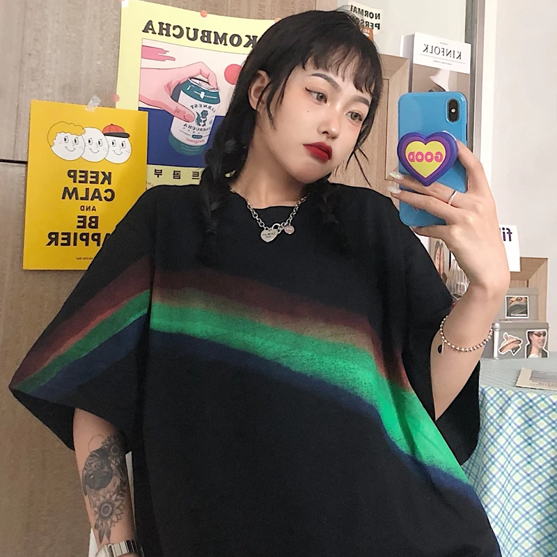 Гонконгская Модная брендовая футболка с коротким рукавом женская летняя