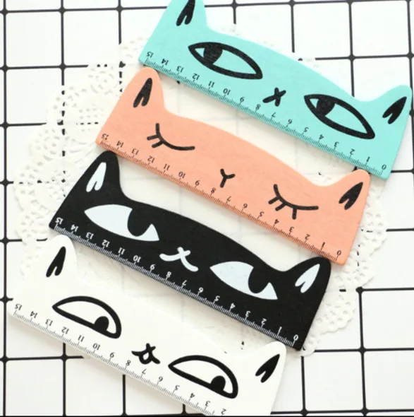 15 см свежий карамельный цвет милый кот деревянная Линейка Инструмент для