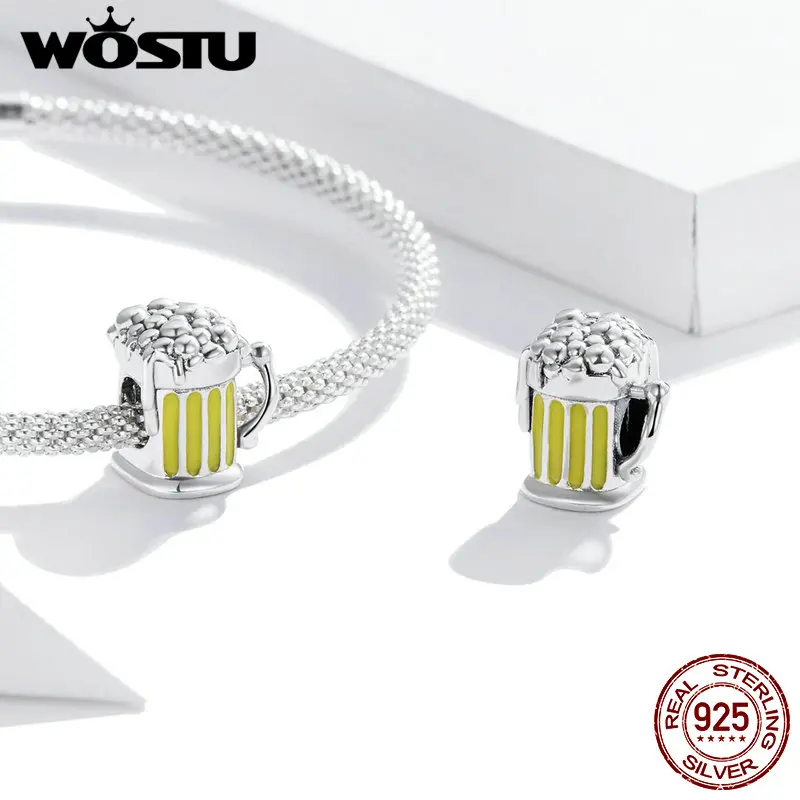 Шарм подвеска в виде стакана для пива из серебра 925 пробы|Бусины| |