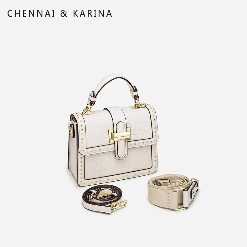 

Женская сумка-мессенджер на одно плечо, с заклепками