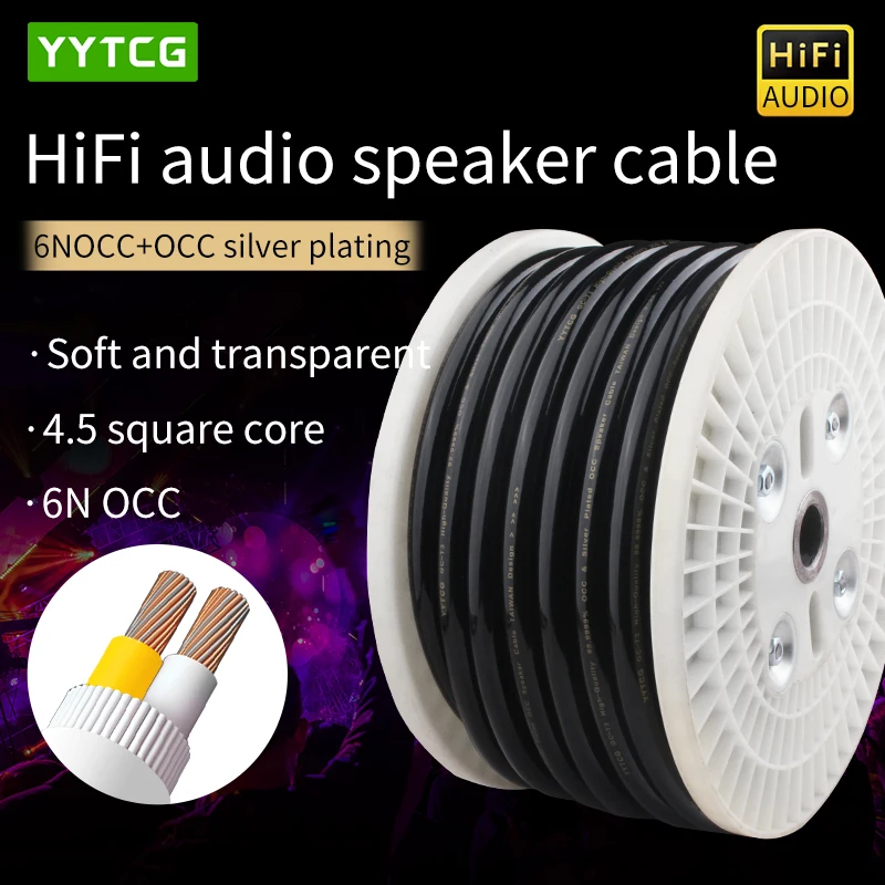 YYTCG DIY Loud Speaker Cable Hi-Fi Audio Line Cable 6N OCC Speaker Wire for Amplifier Home theater KTV DJ System