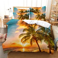 coconut trees and sunset duvet cover set 3d digital printing bed linen fashion design comforter cover bedding sets bed set