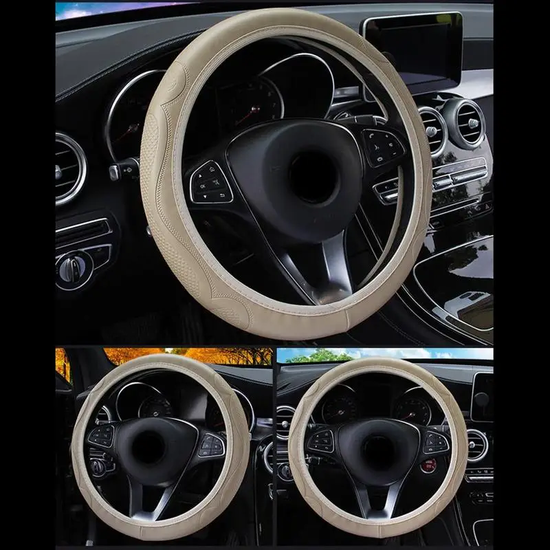 

1pcs Embossing Car Steering Wheel Cover Interior Auto Wear-Resistant Anti-Slip 4 Color Can Choose