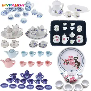 Набор керамических чашек в масштабе 1:12 для кукольного домика, Миниатюрный фарфоровый набор чайных чашек, посуда для кукольного домика, игрушки для самостоятельной сборки