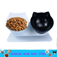 non slip double cat bowl dog bowl with stand pet feeding cat water bowl for cats food pet bowls for dogs feeder product supplies