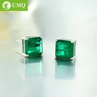 umq vintage 100 925 sterling silver emerald cut emerald gemstone earrings white gold ear studs fine jewelry wholesale