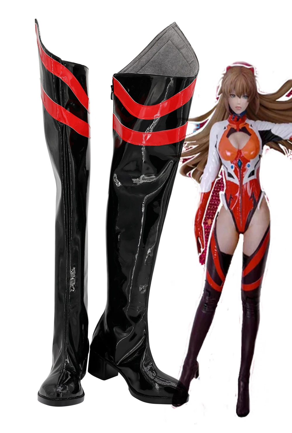 ЕВА АСУКА Langley Soryu Cosplay Сапоги выше колена черные сапоги на заказ любой