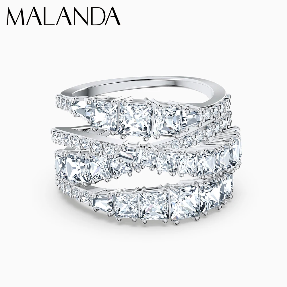 Malanda Top Excellent Zircon Helix Rings For Women New Fashion Luxurious Wedding Party Rings Jewelry Accessories Girl Mom Gift