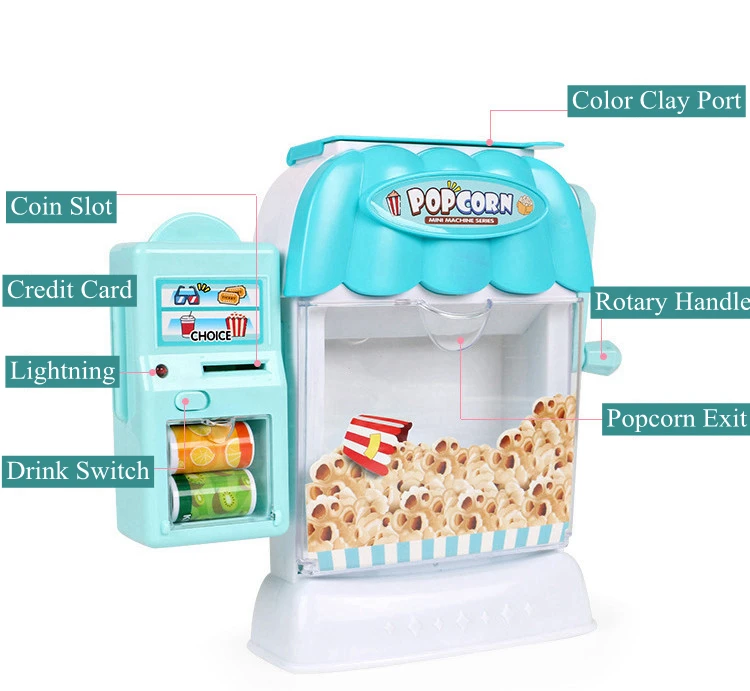 Детский игрушечный автомат для приготовления попкорна развивающий светильник и