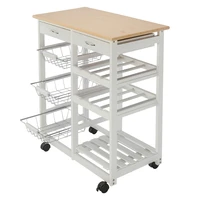 fch moveable kitchen cart with two drawers two wine racks three baskets kitchen dining car white