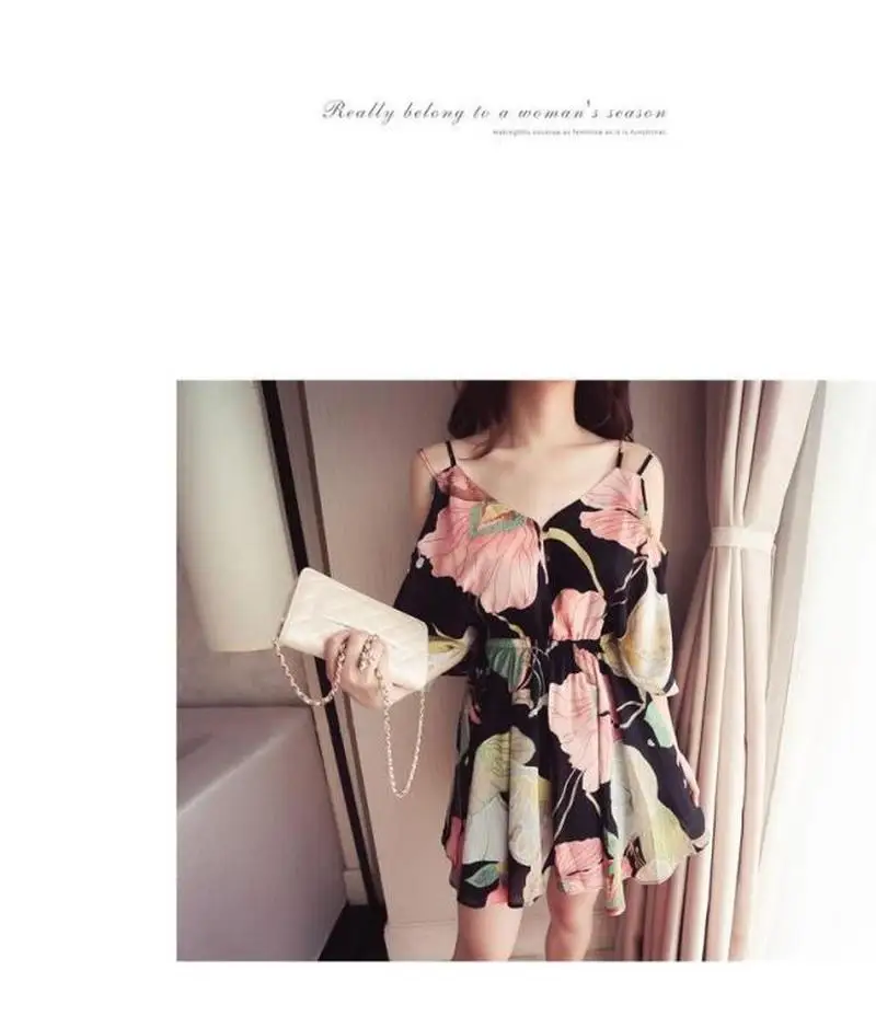 Шифоновое летнее платье с цветочным принтом новое корейское на бретельках