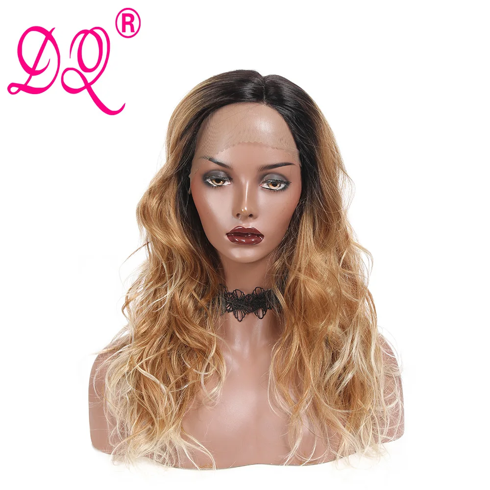 DQ волнистый синтетический парик фронта шнурка 18 &quotдлинный волос для женщин
