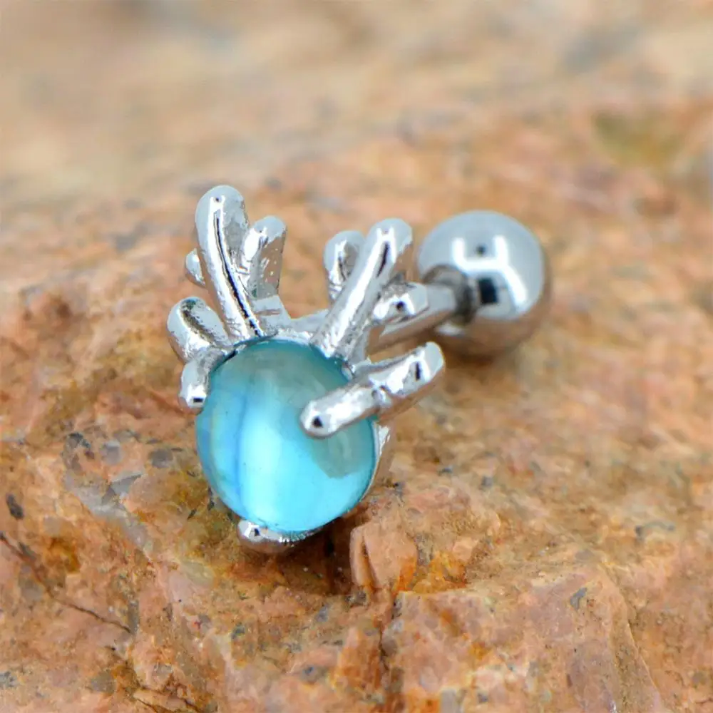 Body Punk 16g Cute Christmas Reindeer Cartilage Earring Red Enamel Tragus Helix Stud Conch Rings Piercing | Украшения и