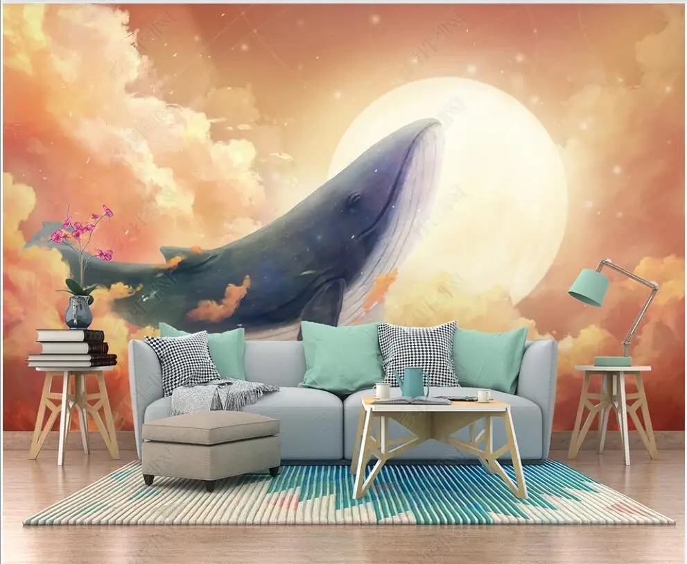 

3d wallpaper for walls in rolls European watercolor ocean whale children's room custom mural 3d photo wallpaper on the wall