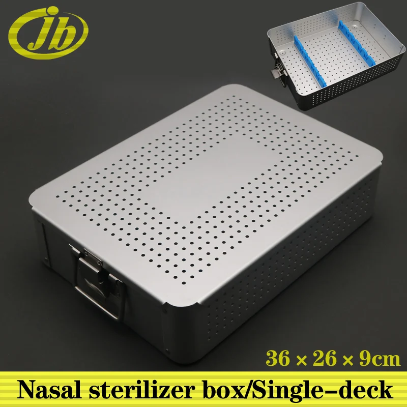 Nasal sterilizer box single-deck 36*26*9cm aluminium alloy surgical operating instrument medical sterilization box