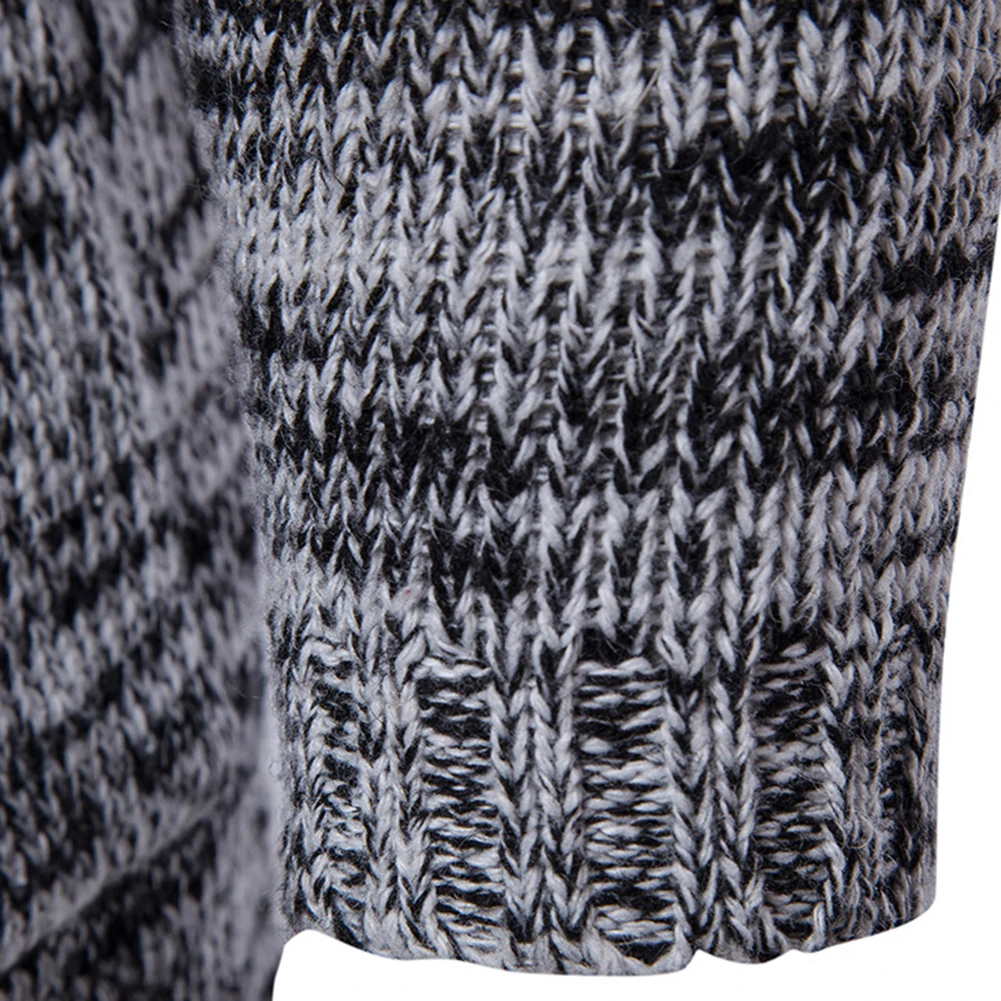 Повседневный мужской однотонный плотный вязаный кардиган с длинными рукавами и