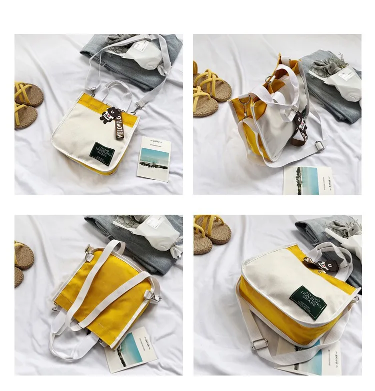 Женские сумки через плечо новые модные холщовые с буквенным принтом для