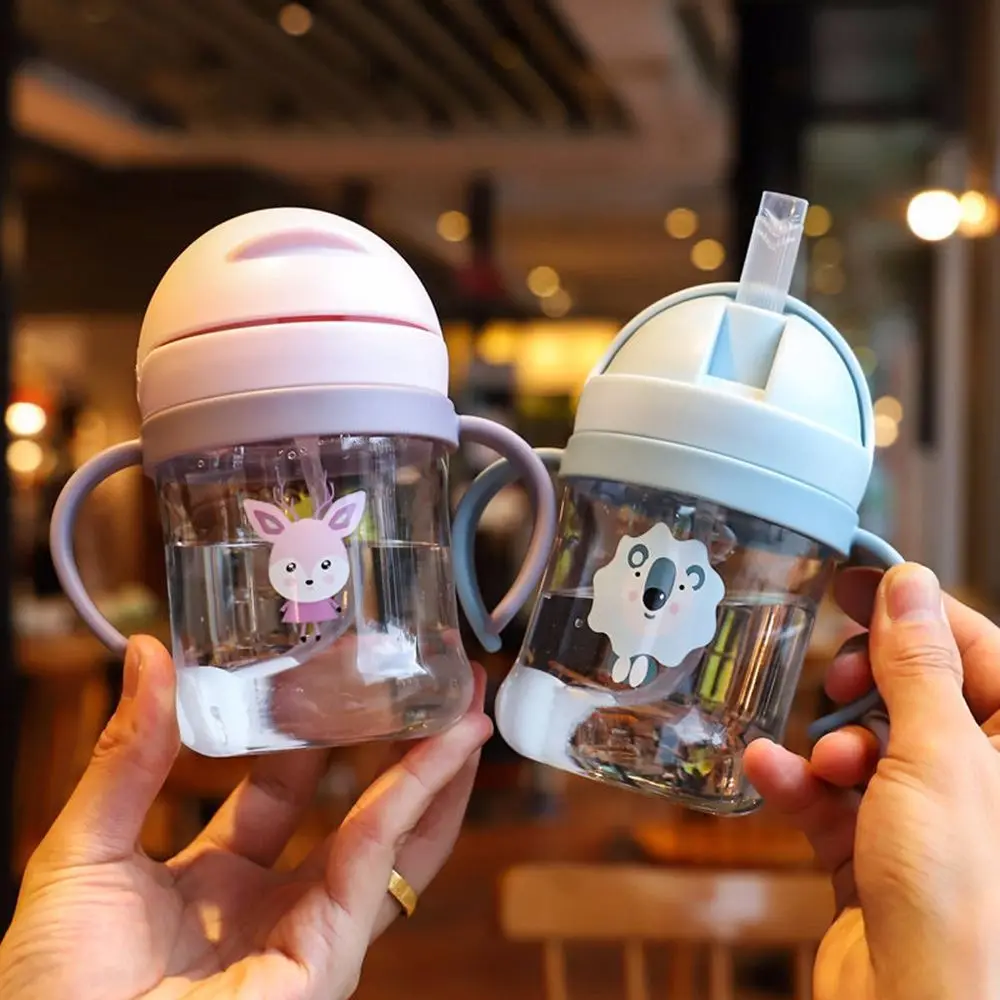

Cartoon Infant Straw Cup Anti-choke Baby Handle Water Bottle Plastic Drop Resistance Gravity Ball Learning Drinking Cup