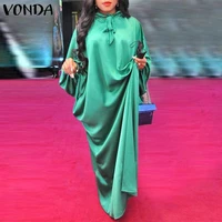 women kaftan dress 2021 vonda spring long sleeve elegant party maxi dresses female bohemian lantern sleeve vestidos oversized