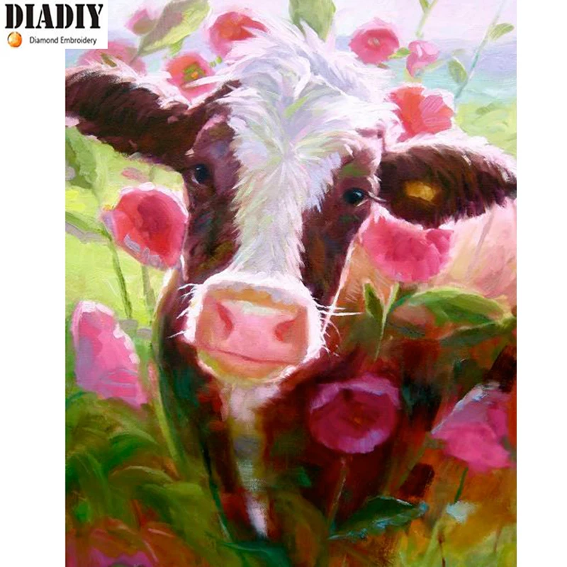 

Full Square&round drill 5D DIY Diamond embroidery Flower cow Diamond Painting Cross Stitch Rhinestone Mosaic decor gift