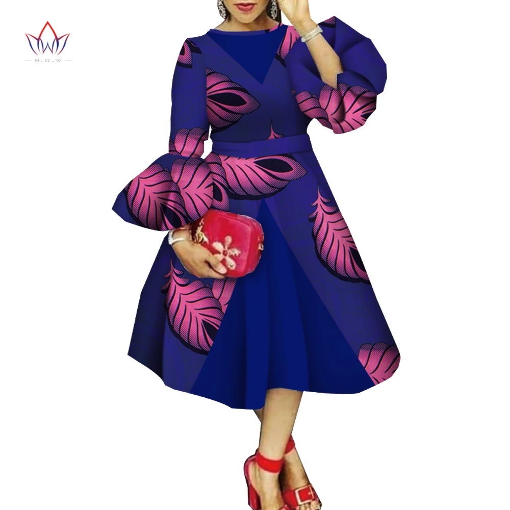 BRW осенние африканские платья для женщин Дашики с расклешенными рукавами