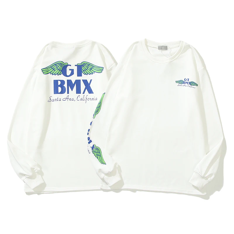 

GT BMX Letter Wings Print Crew Neck Autumn Sweatshirts Mens High Street Retro Casual Harajuku Hoodies Oversize Loose Hoody