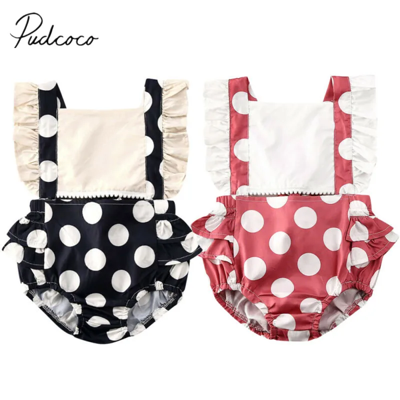 2020 летняя одежда для малышей Боди в горошек маленьких девочек Комбинезон без