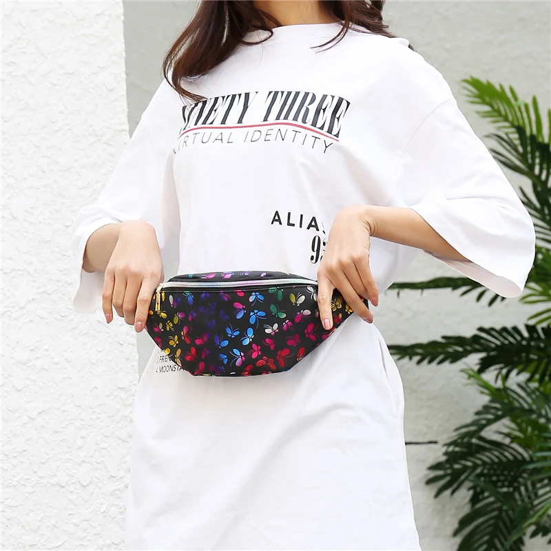 

Блестящая поясная сумка для женщин, забавная уличная дорожная сумка через плечо с регулируемым ремнем для телефона